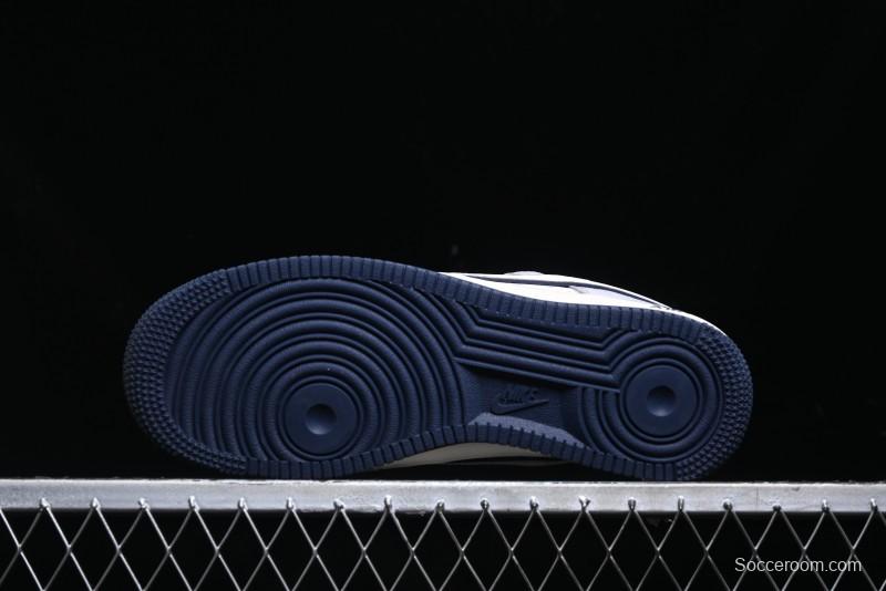 Nike Air Force 1 '07 Low Stussy Collaboration - Grey White with Blue Outsole Low-Top Casual Sneakers - SJ6698-006