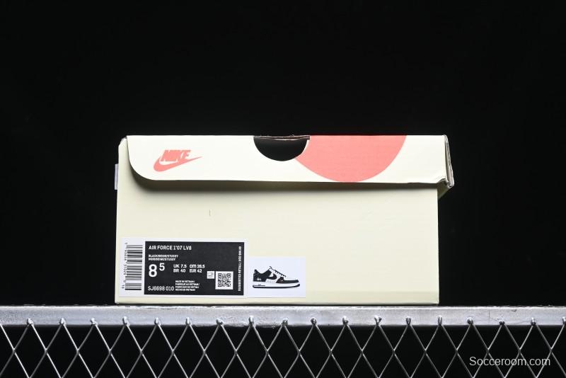 Nike Air Force 1 '07 Low Stussy Collaboration - Black White Mini Swoosh Low-Top Casual Sneakers - SJ6698-010