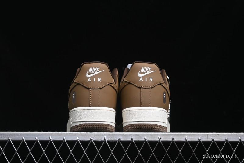 Nike Air Force 1 '07 Low Bape Collaboration - Brown Violent Bear Casual Sneakers - DF0188-013