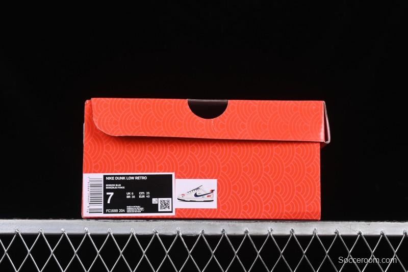 Nike SB Dunk Low Supreme Collaboration - Off-White 3D Navy Swoosh Anniversary Custom Low-Top Casual Sneakers - FC1688-204