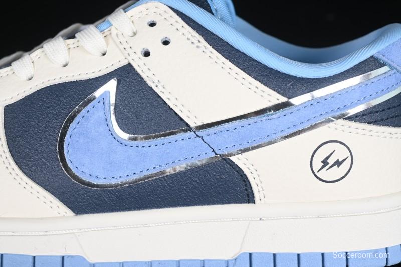 Nike SB Dunk Low Lightning Collaboration - Light Blue Swoosh Anniversary Custom Low-Top Casual Skate Shoes - LW1818-107