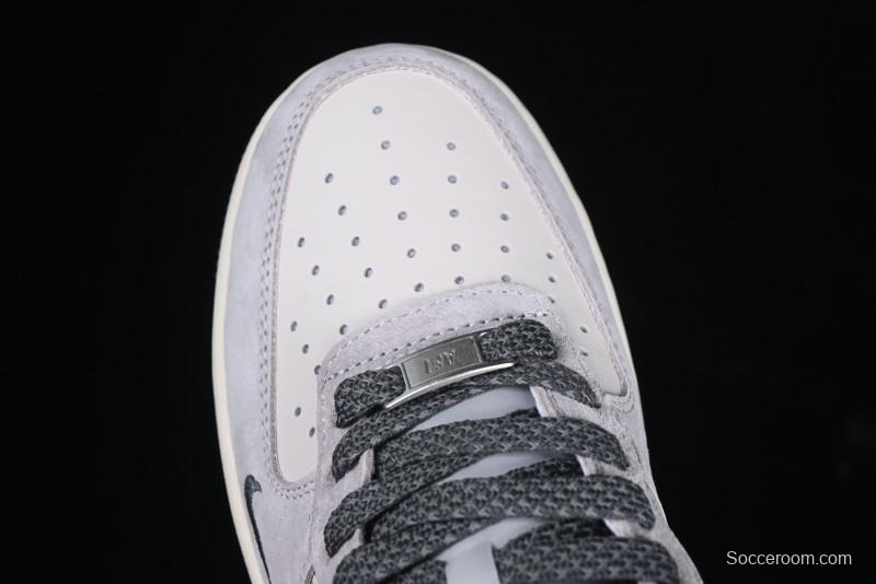 Nike Air Force 1 '07 Low Stussy Collaboration Grey Swoosh Casual Sneakers - XZ6188-911