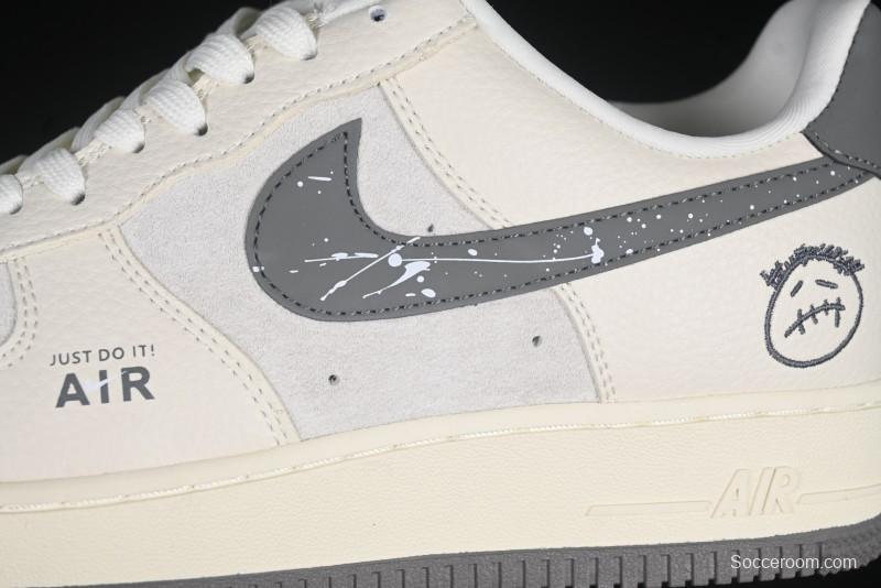 Nike Air Force 1 '07 Low Casual Sneakers in Light Grey with Custom Hardware - DF0188-036