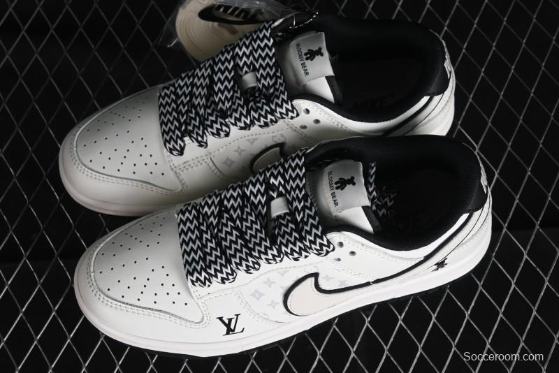 Nike SB Dunk Low LV Collaboration - Beige Black Violent Bear Anniversary High-End Custom Low-Top Casual Skate Shoes - SJ2068-239