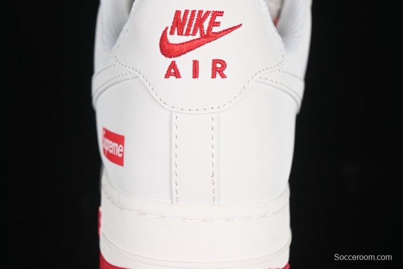 Nike Air Force 1 '07 Low Supreme Collaboration Beige Red Color Block Low-Top Casual Sneakers - BB7577-216