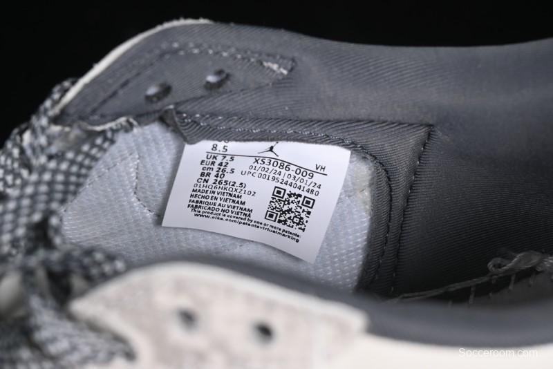 Nike Travis Scott x Fragment Design x Air Jordan 1 Low OG SP AJ1 Snake Year Limited Grey Snake Scale with Grey Swoosh Low-top Casual Sneakers - XS3086-009