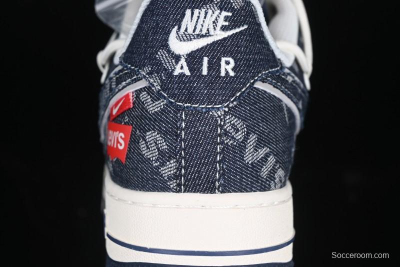 Nike Air Force 1 '07 Low Levi's Collaboration Light Blue Denim Drawstring Casual Sneakers - SJ1198-900