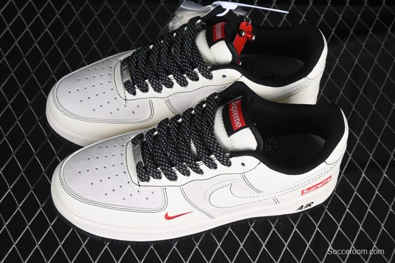 Nike Air Force 1 '07 Low Supreme Collaboration Casual Sneakers with Full-Length Air Cushion - BB7518-012