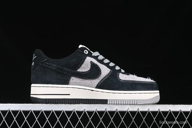 Nike Air Force 1 '07 Low Stussy Collaboration Black Grey Outsole Low-Top Casual Sneakers - SJ6698-017