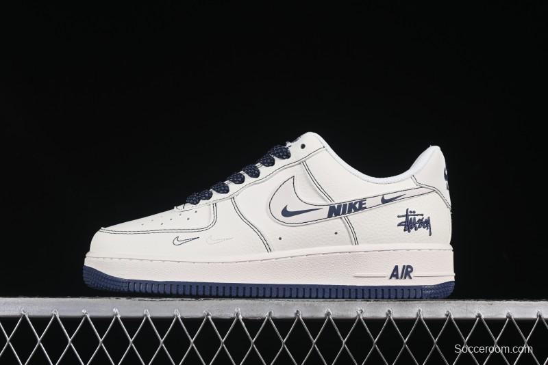 Nike Air Force 1 '07 Low Stussy Collaboration Grey Swoosh Casual Sneakers - HH7518-063