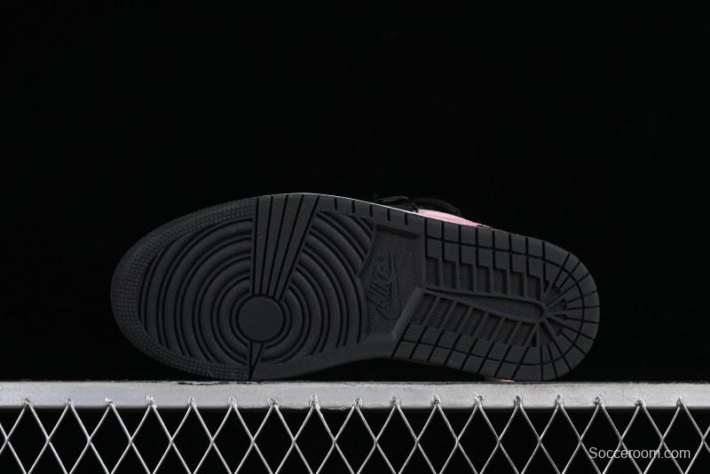 Nike Air Jordan 1 Low AJ1 Retro Basketball Shoes with Black Pink Bow Design - DX4374-008