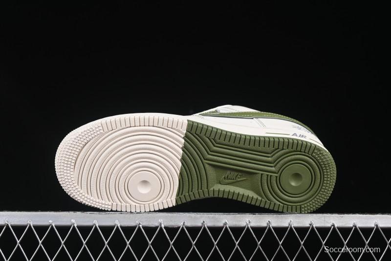 Nike Air Force 1 '07 Low Stussy Collaboration Dual-Tone Beige Green Casual Sneakers with Strap - XS1958-525