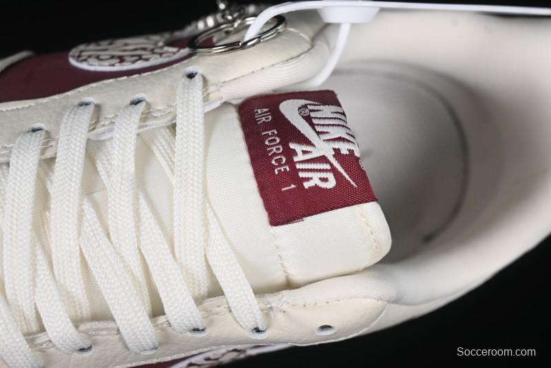 Nike Air Force 1'07 Low Supreme Collaboration Rice Wine Red Casual Sneakers - KK1988-070
