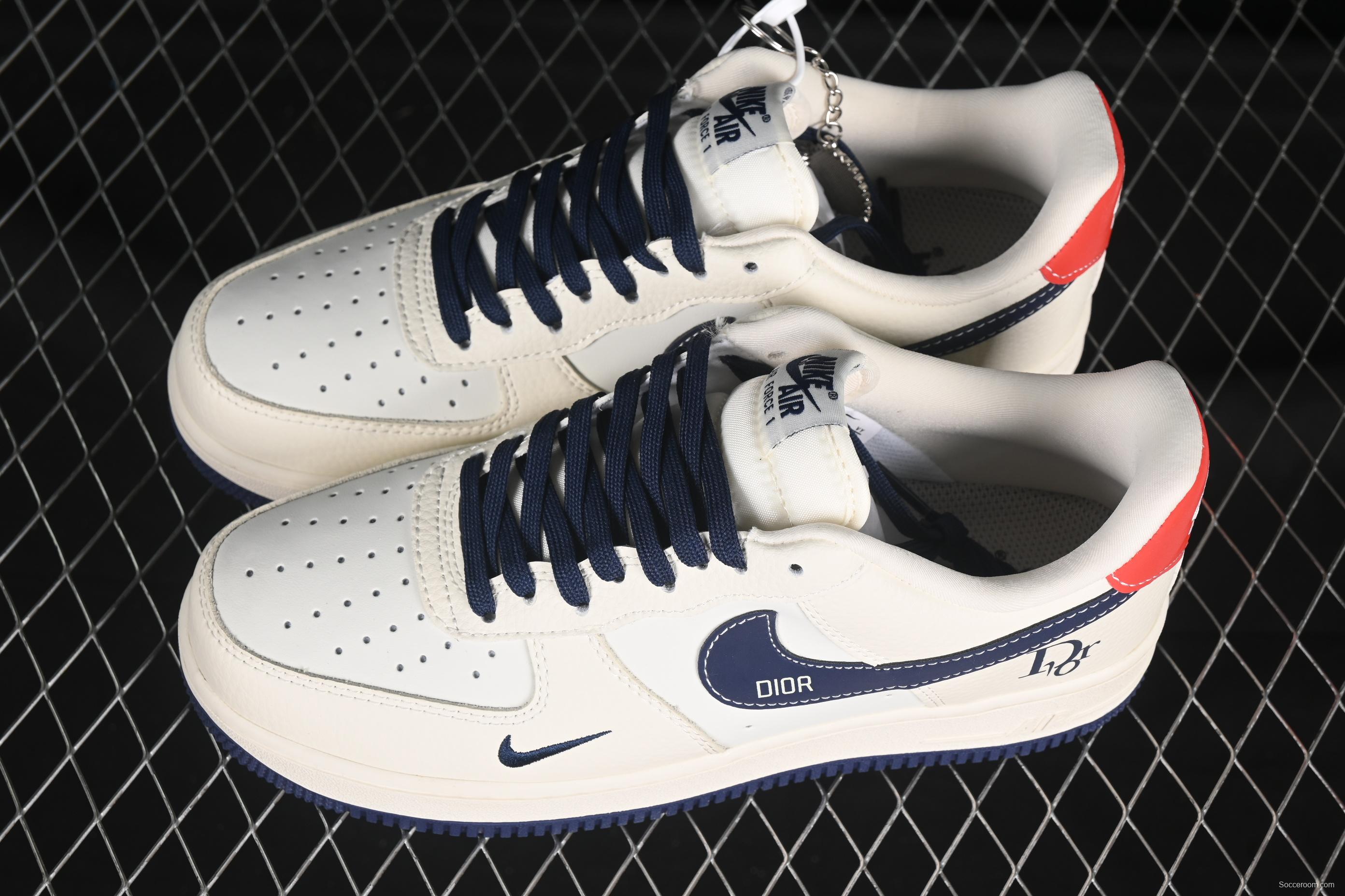 Nike Air Force 1'07 Low Dior Collaboration Navy Blue Red Sole Low-Top Casual Sneakers - KK1988-067