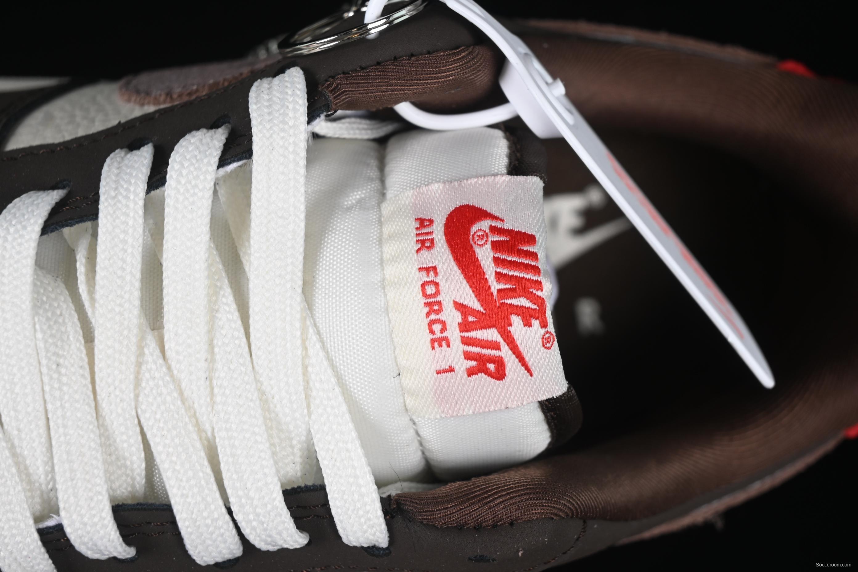 Nike Air Force 1 '07 Low Stussy Collaboration Red Tail Chocolate Low-Top Casual Sneakers - KK1988-057