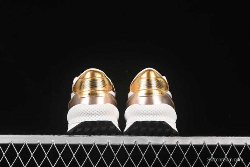 Golden Goose Marathon White Black Gold Comfortable Low-Top Lifestyle Sneakers - H8D4