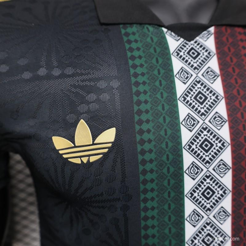 Player Version 2025 Mexico Black with Traditional Pattern Design Jersey