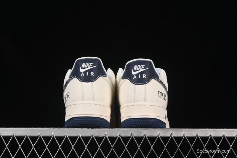 Nike Air Force 1 '07 Low Dior Collaboration Blue Iridescent Swoosh Casual Sneakers - XS1958-569