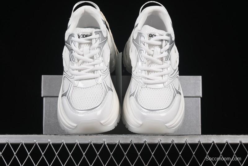 GG-CC Chunky Low Casual Fashion Sneakers with Thick Sole and Height Increasing Design - 2607 White