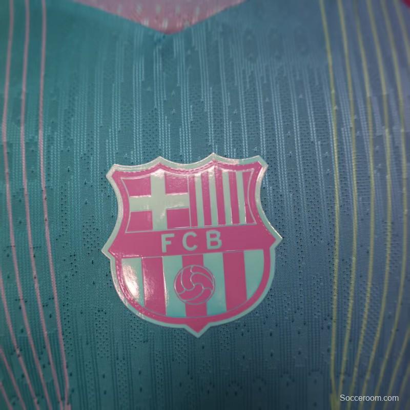 Player Version 25/26 FC Barcelona Mint Green with Pink Trim Jersey
