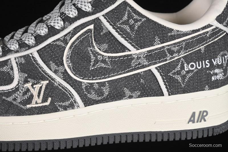 Nike Air Force 1'07 Low LV Collaboration Black Denim Casual Sneakers - SC9207-530