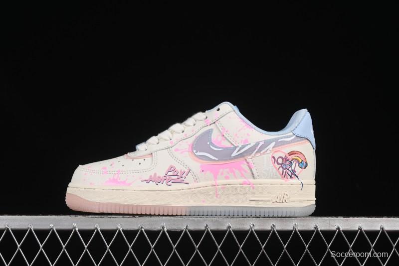 Nike Air Force 1'07 Low Pink and Blue Love Limited Edition Casual Sneakers - CW1574-058