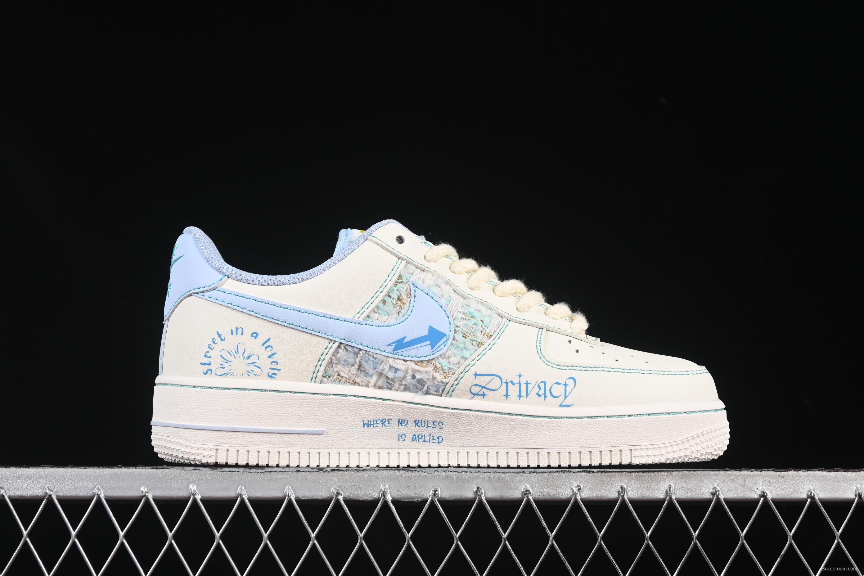 Nike Air Force 1'07 Low "Love Words" Casual Sneakers with Blue Romantic Design - FJ7740-510