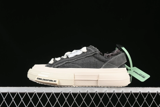 SMILEREPUBLIC INCEPTION Gray Fringe 70s Low-Top Canvas Casual Shoes - G.D4