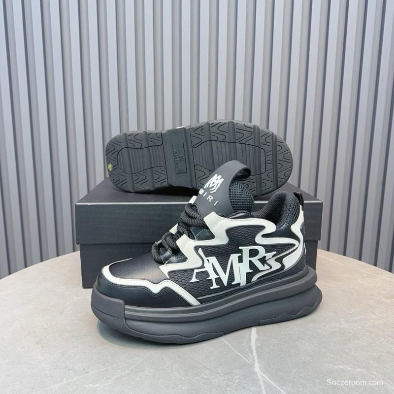 2024 Unisex Amiri Black White Mesh Leather Sneakers MJ00410