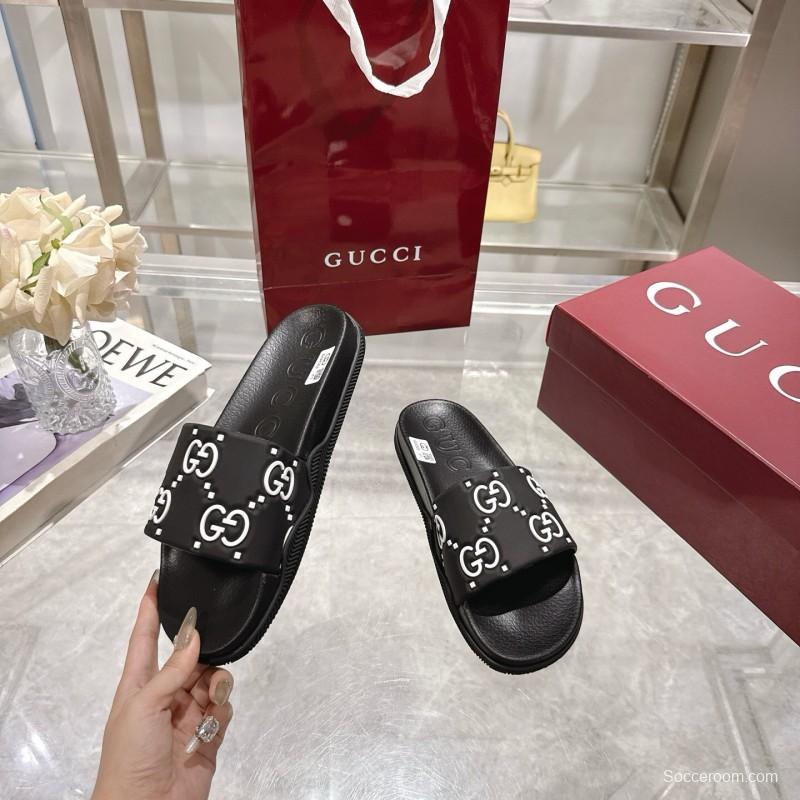 2025 Gucci Black Rubber Slippers