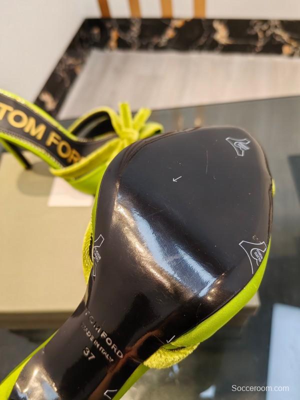 2025 Women TOM FORD Green Velvet High Heel Mules KFY00290