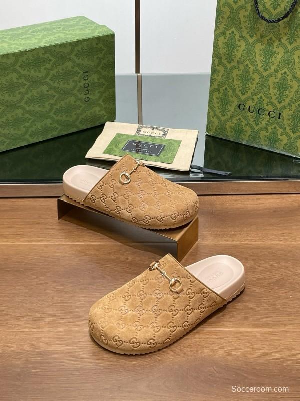 2024 Slippers Gucci Beige Suede Slippers MJ00280