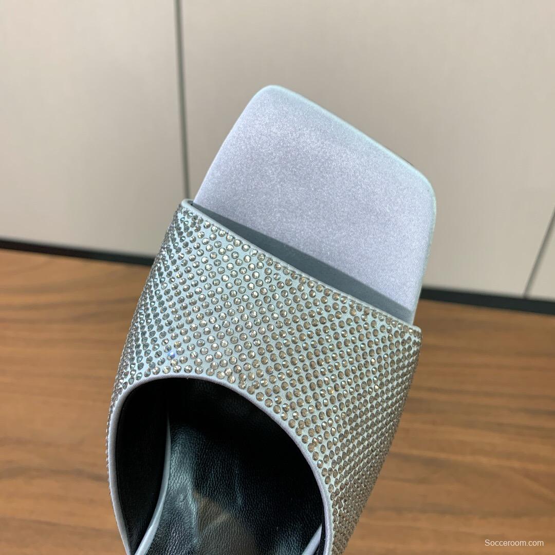 2025 Women VERSACE Silver Leather Slippers