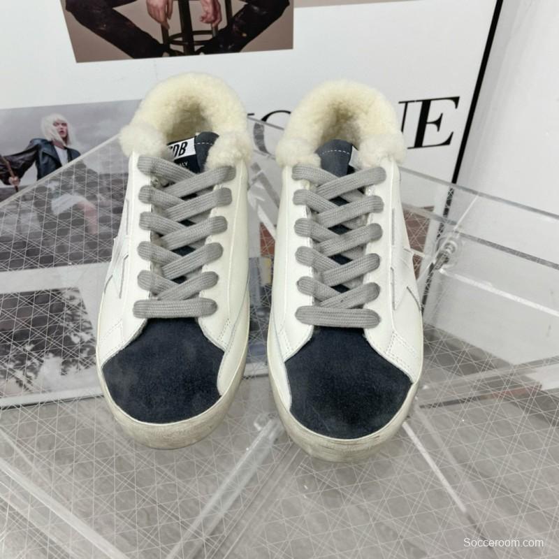 2025 Women GGDB White Black Shearling Leather Sneakers