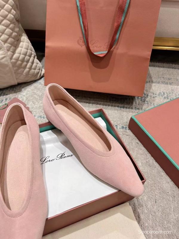 2025 Women LP Pink Suede Ballet Flats LY00300
