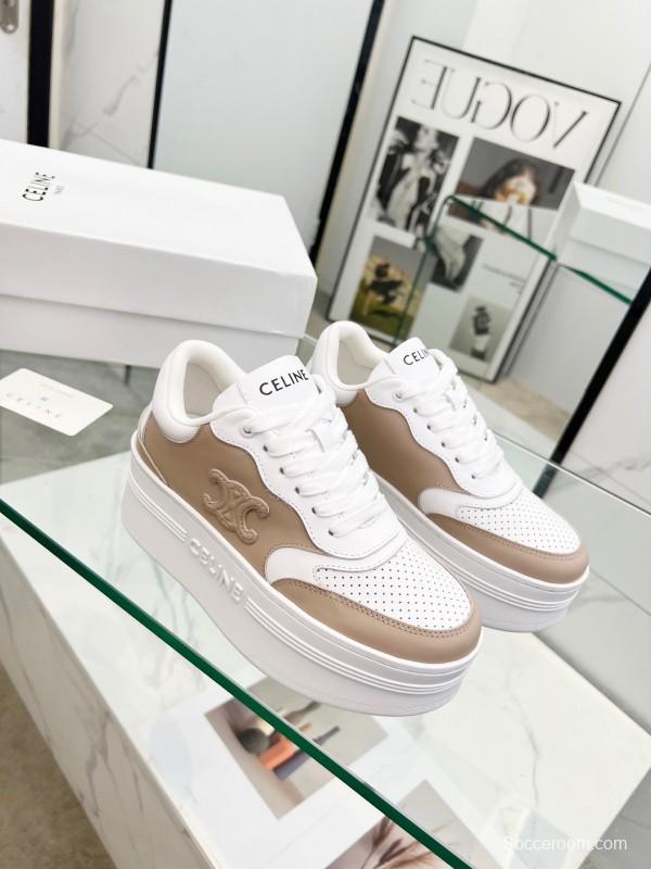 2025 Women CELINE White Beige Leather Sneakers