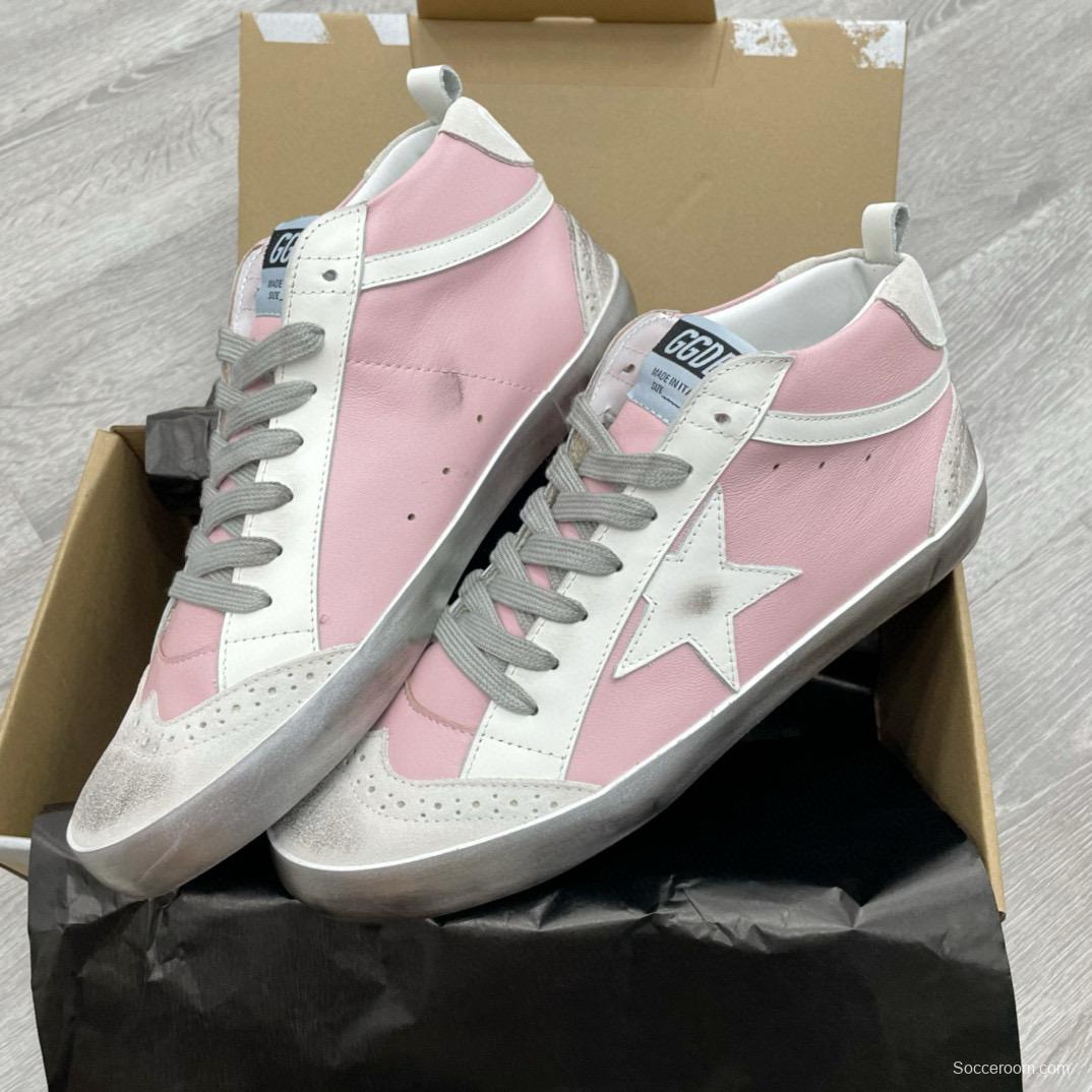 2024 Women GGDB Pink White Leather High Top Sneakers MJ00300