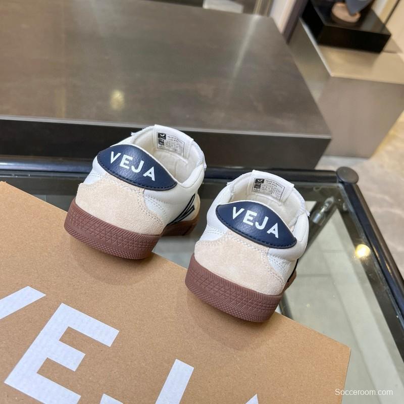 2025 Women VEJA White Beige Navy Suede Leather Casual Sneakers MJ00251