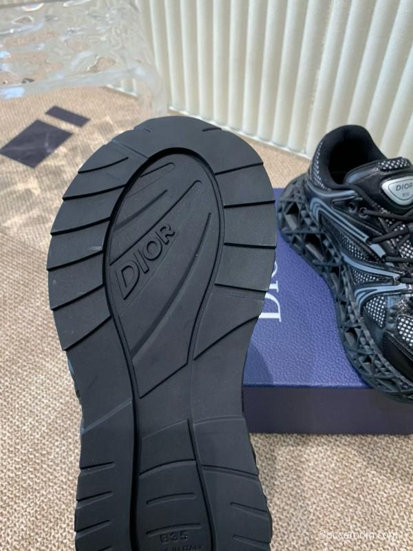 2024 Unisex Dior Black Mesh Leather Sneakers MJ00400