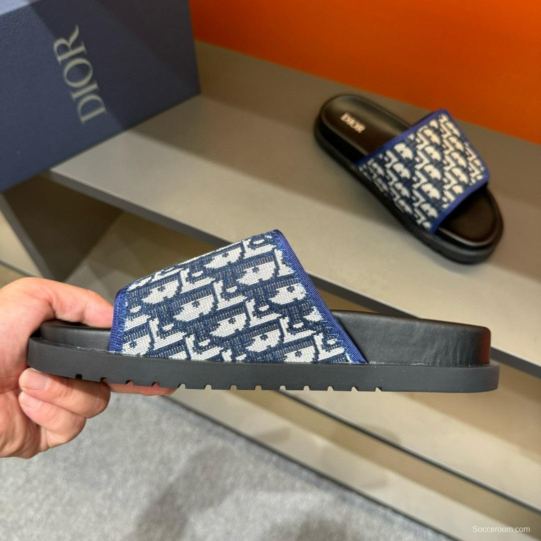 2024 Dior Blue White Fabric Slippers MJ00180