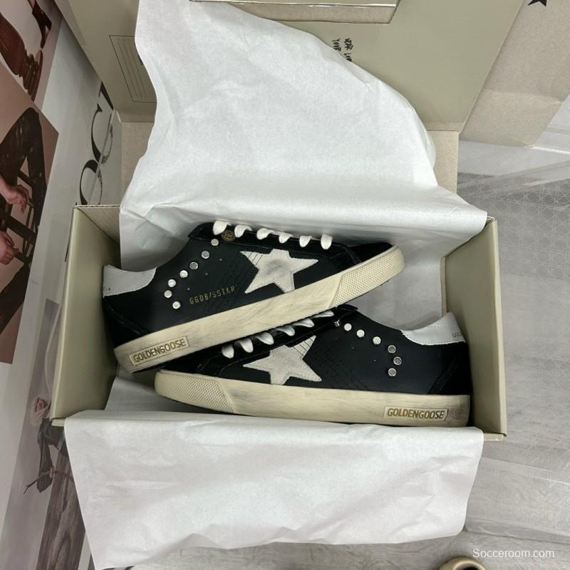 2025 Women GGDB Black White Leather Suede Star Sneakers