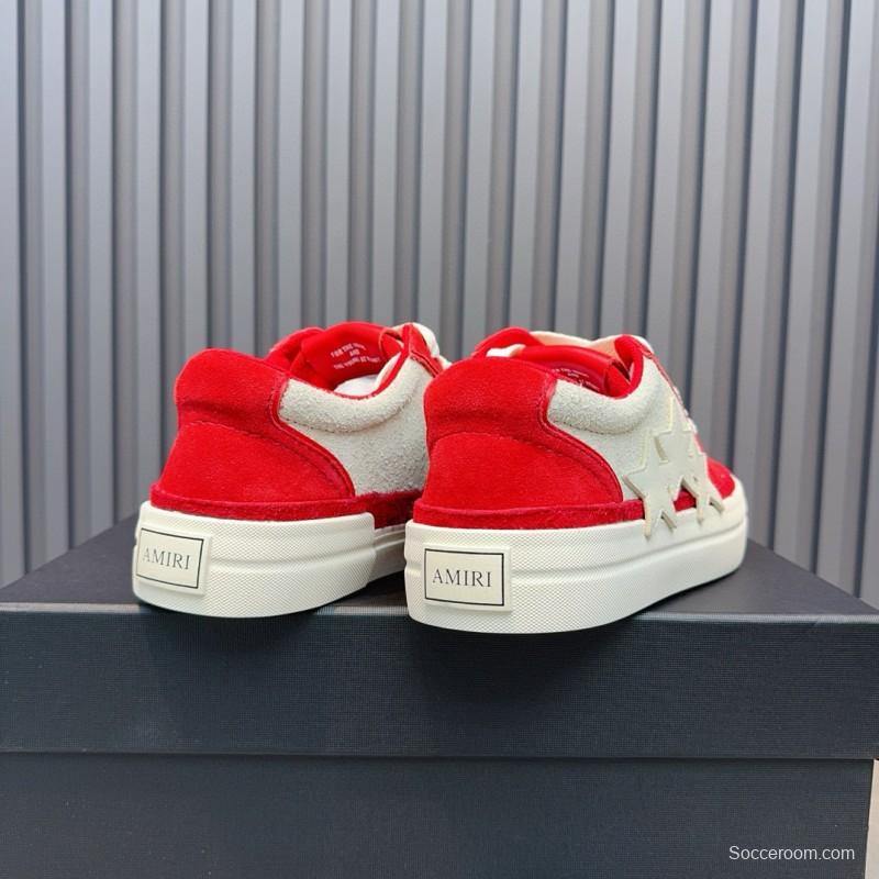 2024 Unisex Amiri Red White Canvas Sneakers MJ00300
