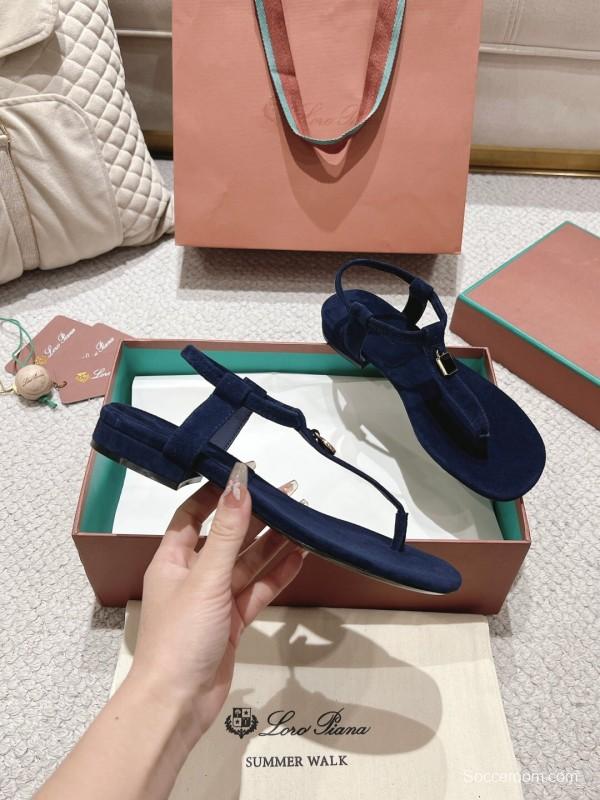 2025 Women LP Navy Suede Sandals LY00000