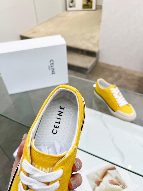 2025 Women Celine Yellow Canvas Sneakers LY00210