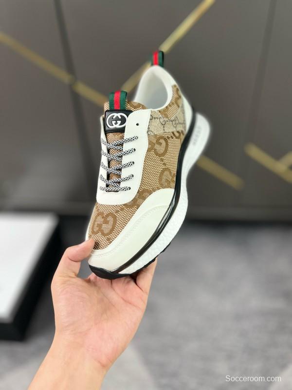 2024 Men Gucci Beige White Canvas Leather Casual Shoes MJ00260