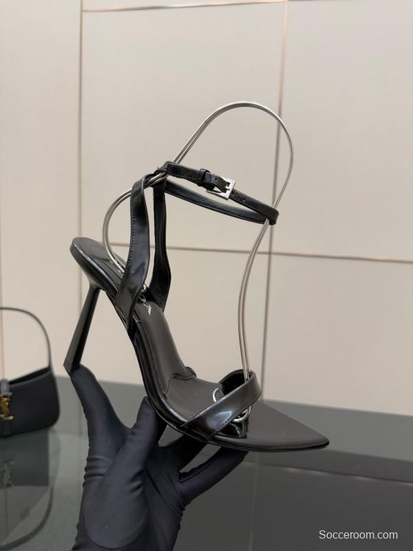 2025 Women Prada Black Leather Heels KFY00290