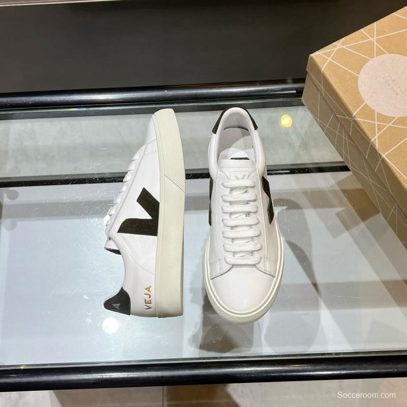 2025 Unisex VEJA White Black Leather Canvas Vulcanized Sneakers MJ00240