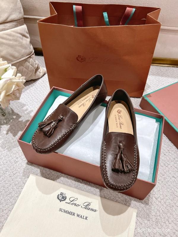 2025 Women LP Brown Leather Loafer Tassel LY00291