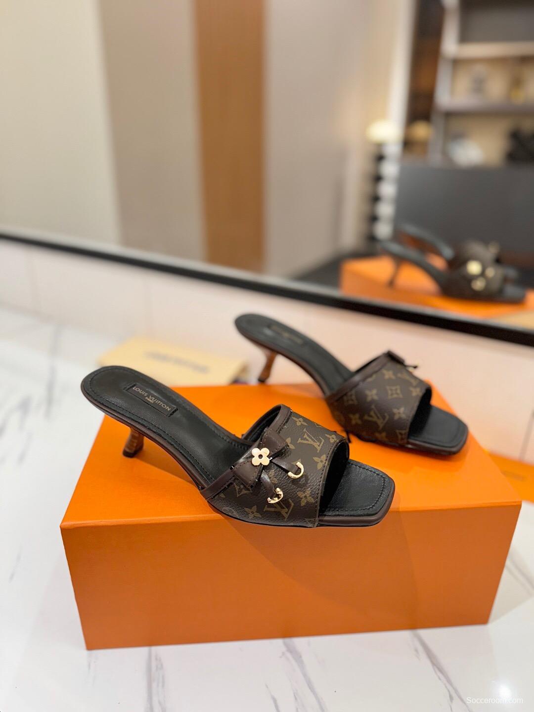 2025 Women Louis Vuitton Brown Leather Sandals KFY00310