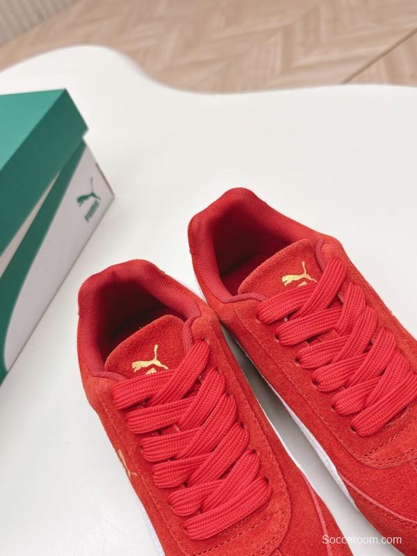 2025 Women Puma Red White Suede Sneakers LY00280